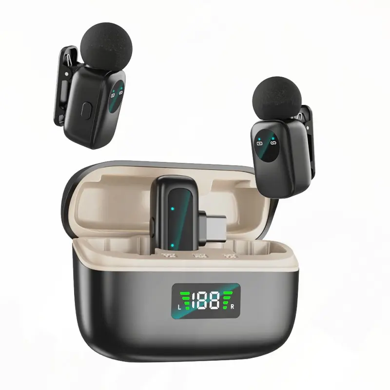 Wireless Lavalier Microphone AI Noise Cancelling 2 Pack Plug & Play for Phone Camera Laptop Live Stream TikTok YouTube Vlog Recording Mic