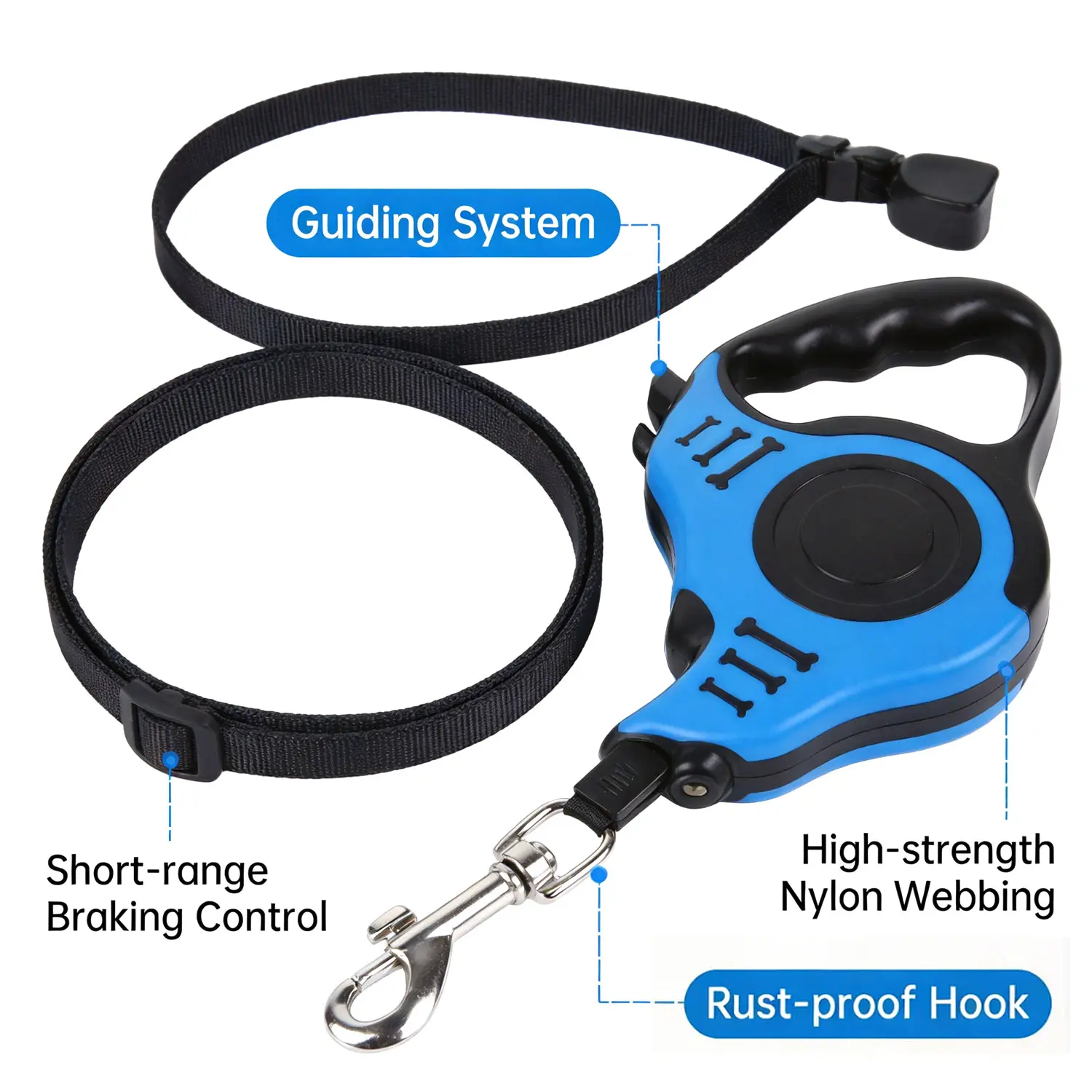 Retractable Lockable Dog Leash, Anti-Pull Automatic Extending Pet Walking Rope for Outdoor Daily Dog Walking