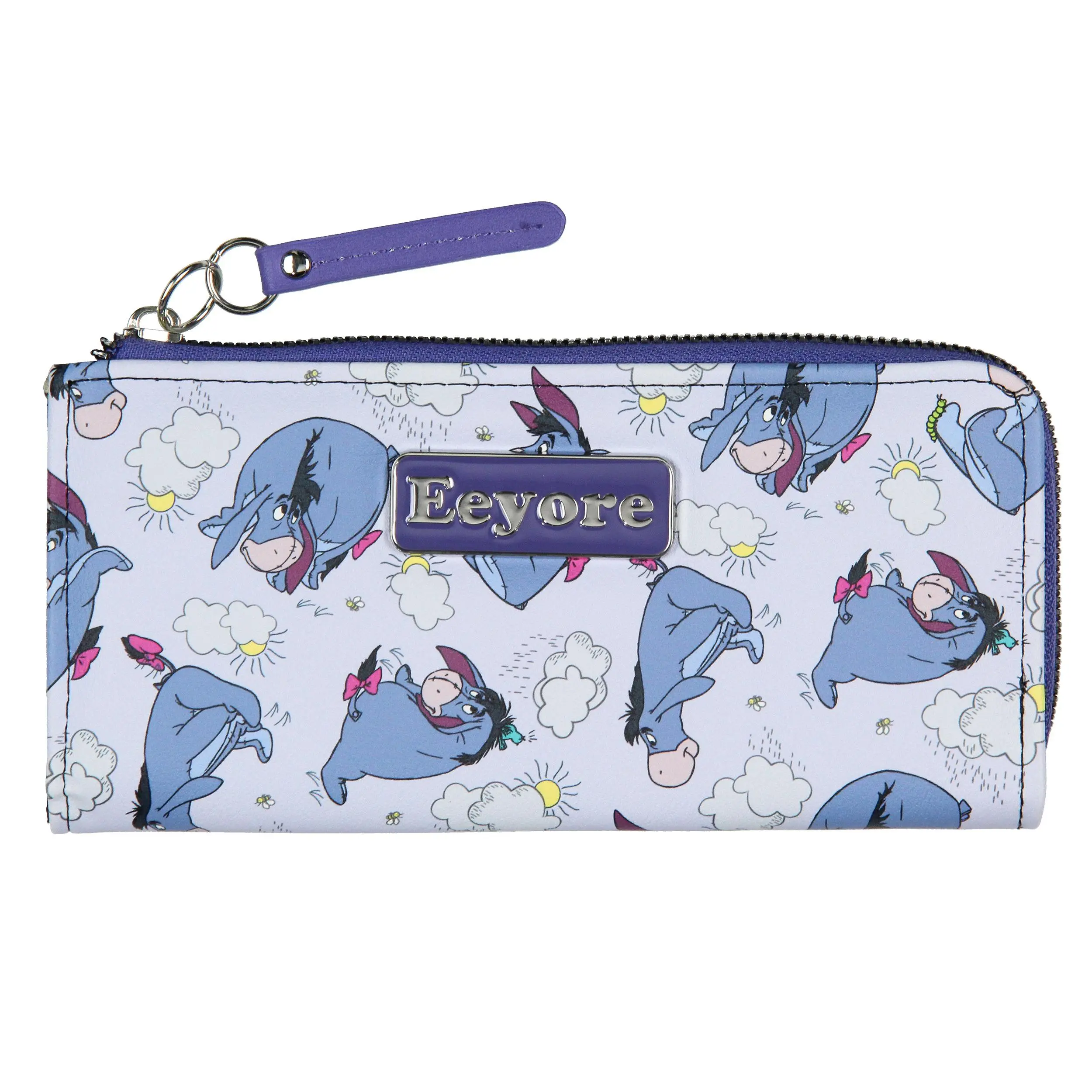 Disney Winnie The Pooh Eeyore Partly Cloudy and Rain Character Design Faux Leather Full Zip Wallet, Money Wallet, Casual Wallet