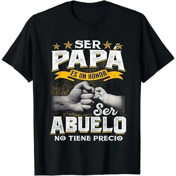 Men's 100% Cotton Funny Grandpa T-Shirt with "Ser Abuelo No Tiene Precio" Slogan, Casual Round Neck Short Sleeve Graphic Tee Gift, Chic, Vibrant Print, Cute, Grandfather, Vintage, Preppy, Shortsleeve, Menswear, Tshirt, Top, All Seasons, Classic, Tops, Fun