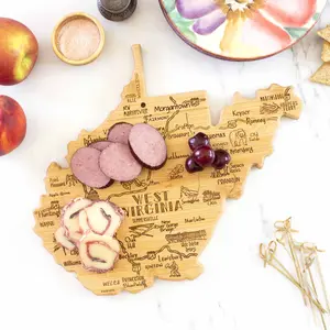 Destination West Virginia State Shaped Cutting Board, Charcuterie and Serving Board – Gift for West Virginia Lovers, Home Décor or Kitchen Use