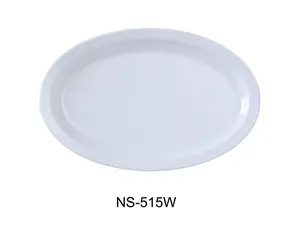 212 MAIN White Narrow Rim Oval Platter - 13.25x9.5 in, Oval Shape, Nessico Design, Pack of 12 Tableware