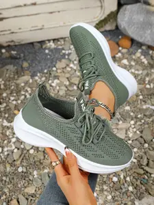New Large Size 36-42 Women's Spring Fall All Seasons Fashion Casual Versatile Breathable Lace-Up Commuter Outdoor Vacation Thick Sole Sports Shoes