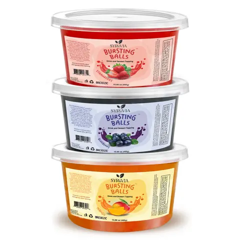 3 Flavors Popping Boba Pearls – Strawberry, Blueberry and Mango Bursting Tea Balls for Drinks & Desserts, 1LB Pack of 3, Flavored Bubble Tea Pearls