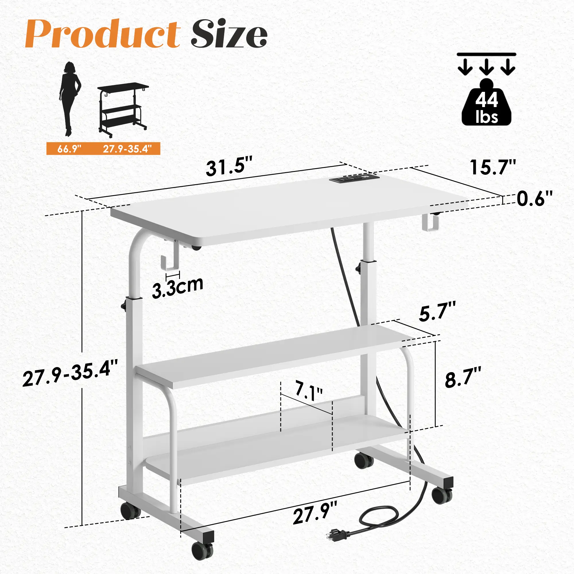 White（31.4inch With Shelving）
