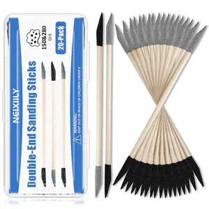 Dual-Grit Sanding Sticks 150/280 Grit 20 count, 2-in-1 Abrasive Sticks for Woodworking, Models & Metal Polish, Fine Detailing Tools for Tight Spaces -