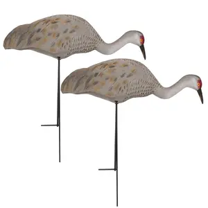 Final Approach LIVE Sandhill Crane Fully Flocked Feeder Decoys, 2 Pack
