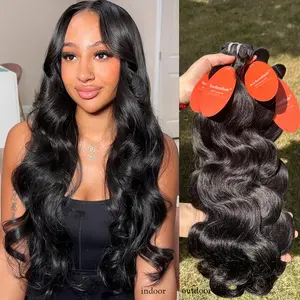 Karlami Hair 12A Brazilian Virgin Hair Body Wave Bundles Loose Deep Wave 100% Unprocessed Straight 3/4 Bundles Human Hair Extension Natural Black Sew in Hair for Black Women