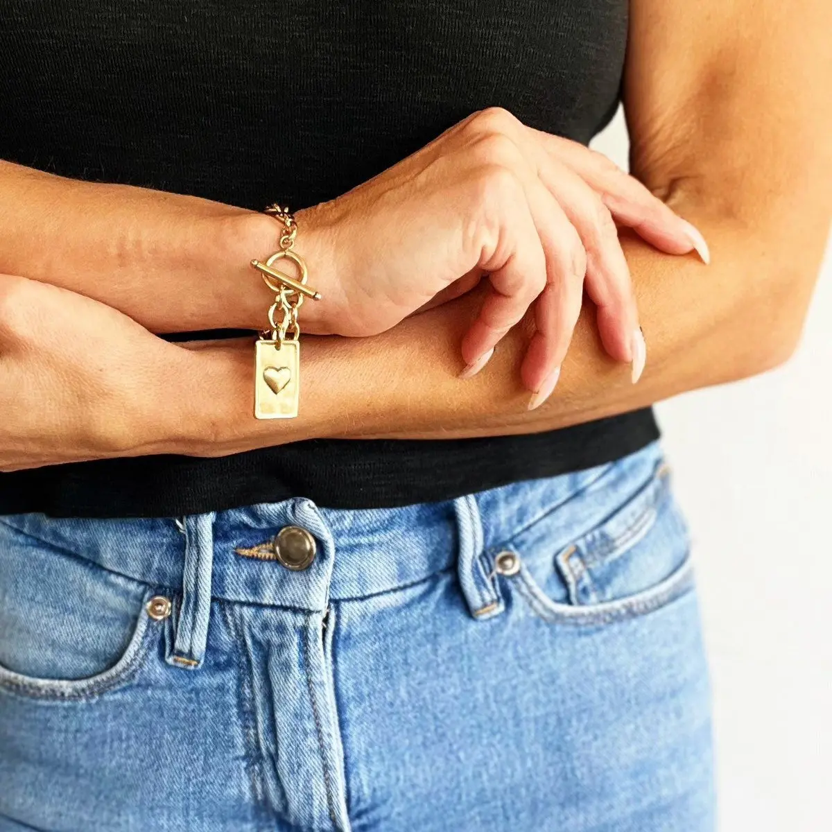 Choose Your Message Rectangle Pendant Chain Bracelet Inspiring Messages  Jewelry Charm Dainty Gold Plated Elegant Minimalist Bangle