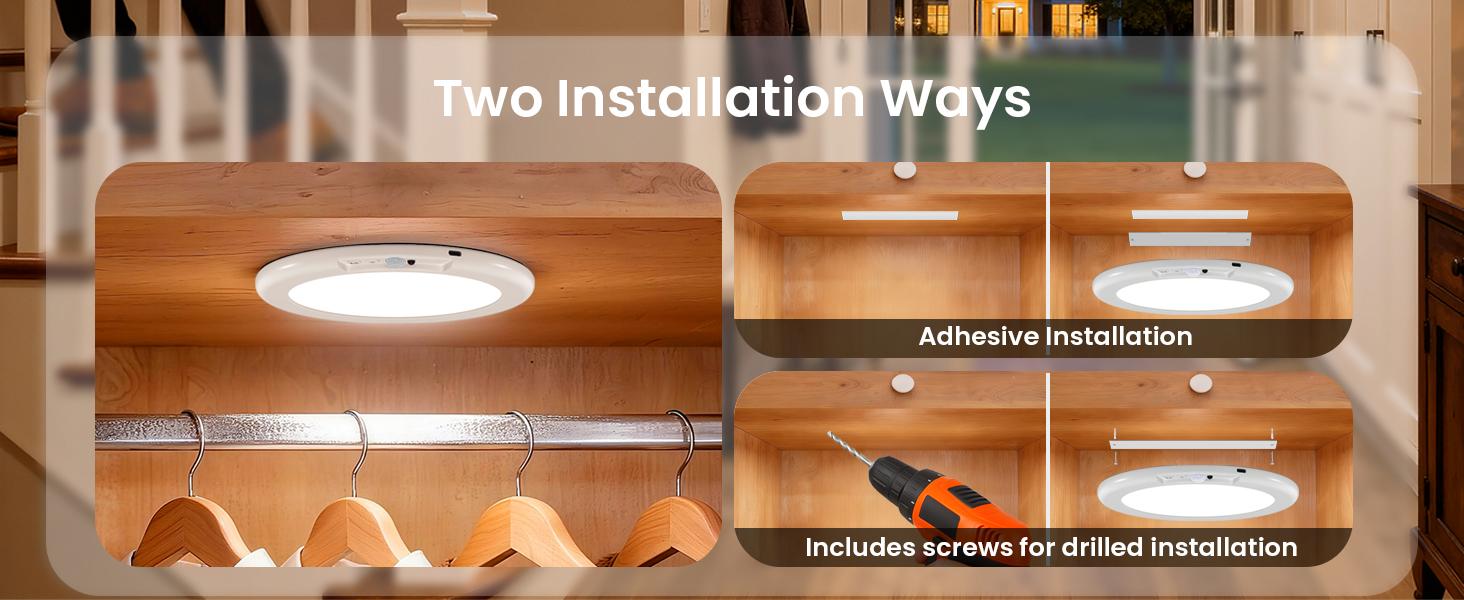 Rechargeable Motion Sensor Ceiling Light with Remote: Battery Operated Ceiling Light Wireless Indoor for Closets Shower, Closet, Stairs, Hallway, Pantry, 3 Color Temperatures Dimmable, 1Pack