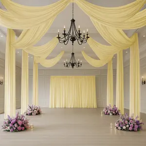 Champagne Sheer Backdrop Drape – 5ftx32ft Wedding Arch & Ceiling Decor Panel, Wrinkle Resistant with Soft Shimmer