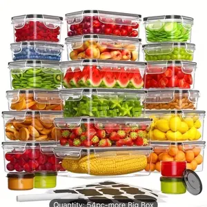40pcs(20pcs Containers+20pcs Lids)/10pcs(5pcs Containers+5pcs Lids) Airtight Plastic Food Storage Containers with Easy-Snap Lids, Free Labels And Markers, Great Gift for Pantry And Kitchen Organization, Local Warehouse Delivery