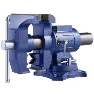 VEVOR Heavy Duty Bench Vise, 6-1/2 Jaw Width, 5 Max Jaw Opening Multi-Purpose Ductile Iron Bench Vise with Anvil, 360 Swivel Base Head, 3 Throat, 5620 lbs Clamp Force, for Pipe Repairing Metalworking
