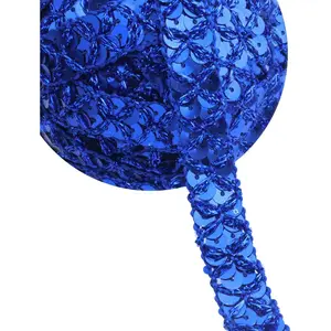 Sequin Lace Trim Gimp Braid Glitter Lace Ribbon for Crafts, Embellishments, Costume Accessories 10 Yards Blue