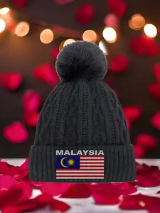 MALAYSIA 2026 new model Multi Color Soft Fabric Pom Pom Winter Hat Warm Cozy Unisex Headwear with Universal Fit Versatile Cold Weather Accessory for All Genders & Outfits