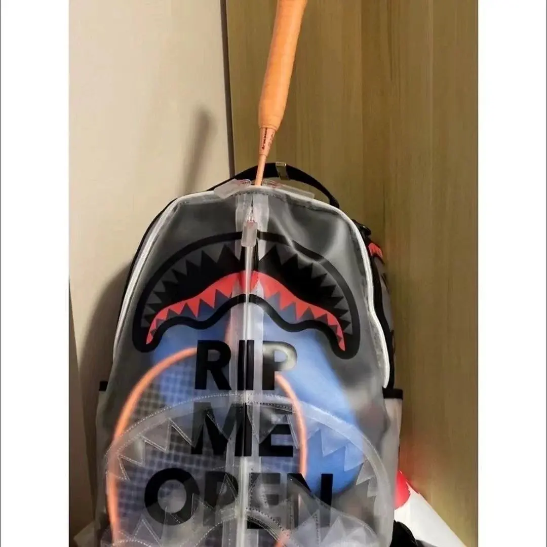 Sprayground Rip Me Open Transparent Shark Mouth Backpack Large Capacity Clear PVC School Backpack Unisex Streetwear Travel Laptop Bag