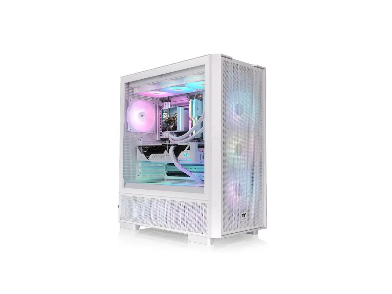Thermaltake S380 TG ARGB; 1x120mm SF120 ARGB & 1x360mm SF360 ARGB PWM Fans included; 360mm Radiator Support; ATX/mATX/mITX; Hidden Connector Support (ATX/mATX); Adjustable Cable Cover; Snow