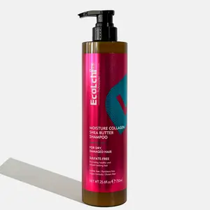EcoLchiPRO Collagen Shampoo Organic Herbal Extract with Shea Butter Deep Repair Hydrating Moisturizing Shampoo for Dry Damaged Hair 750ml 25.6 fl oz Haircare Smoothing