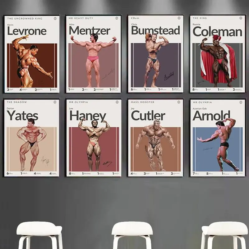 Bodybuilding Canvas Wall Art - Waterproof, Fade-Resistant Modern Print, Muscle Legends Mr. Olympia Champions Posters for Perfect Gym, Garage Home Decor