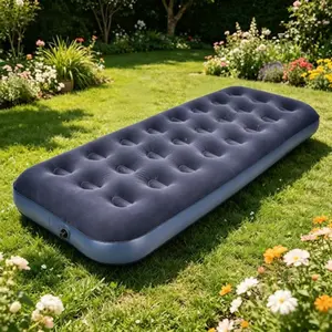 Single Size Foldable Air Bed Mattress, Blow Up Sleeping Pad for Camping Indoor