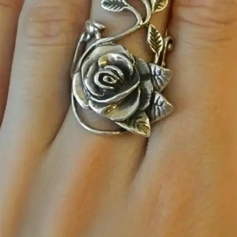 Vintage Flower Rose Design Cuff Ring, Acquired Style Ring, 2024 New Fashionable Jewelry Fashion Accessories for Women, Girl's Temperament All-match Accessory, Valentine's Day, Gift, Jewelry Rings, Beautiful Rings