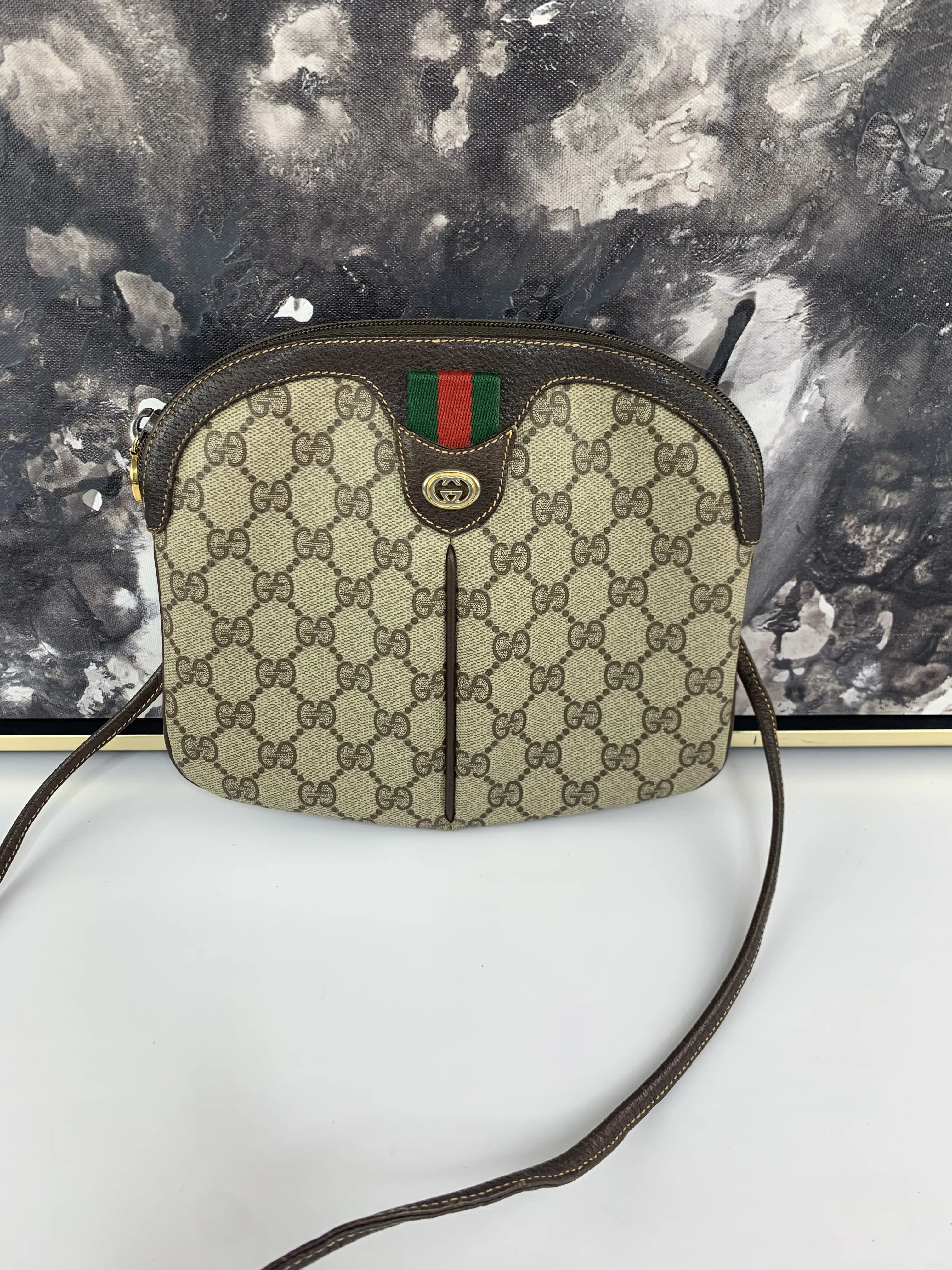 Pre-owned GUCCI canvas Crossbody Bags Web Coated Crossbody