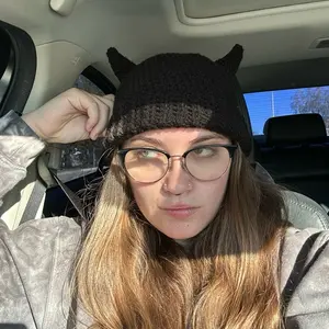 Black Devil Crochet Beanie with Unique horn Design for Cozy Winter Wear