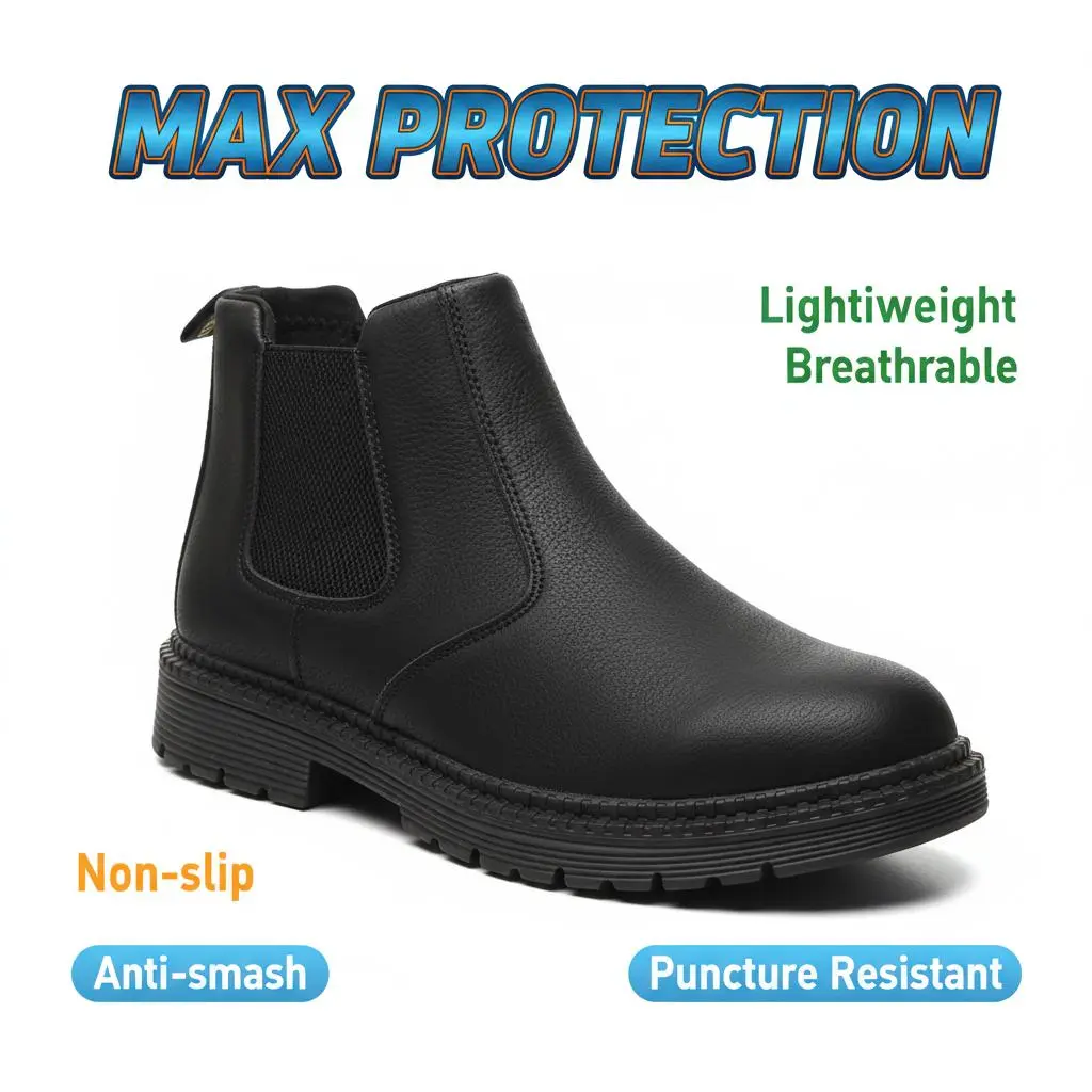 Safety Work Shoes for Men and Women, Splash Proof Waterproof Sneakers, Steel Toe, Anti Slip, Breathable and Durable for Factory, Industrial and Maintenance Tasks