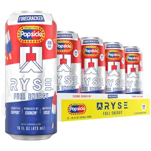 RYSE Fuel Energy Drink - Pack of 12 - 200mg Natural Caffeine, Taurine and Choline for Focus and Energy - Sugar-Free and Vegan - 16 fl oz