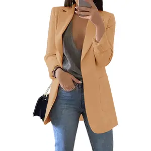 Cnkwei Womens Casual Blazers Open Front Long Sleeve Lapel Collar Work Office Jacket Cnkwei