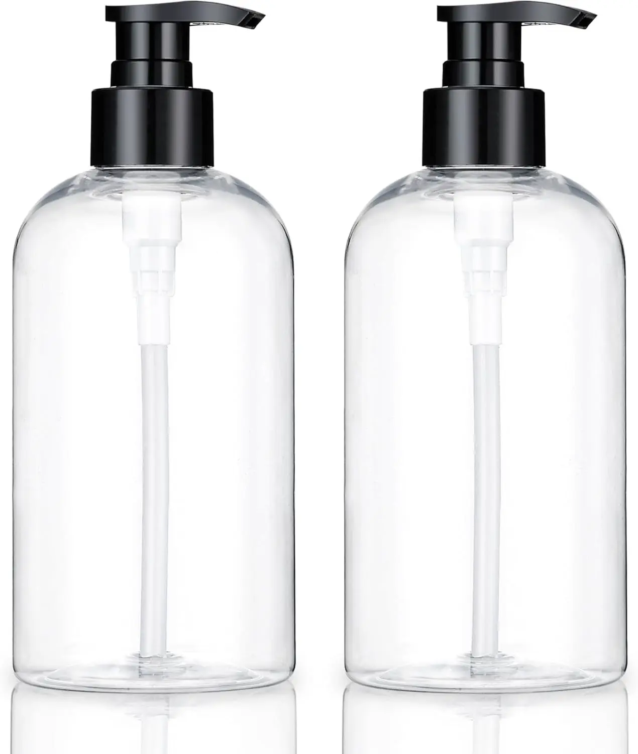 Plastic Pump Bottles Dispenser 2 Pack 10oz Clear Refillable Pump Bottle | Empty Pump Bottle with Dispenser Shampoo Conditioner for Shampoo, Liquid Soap, Massage Oil