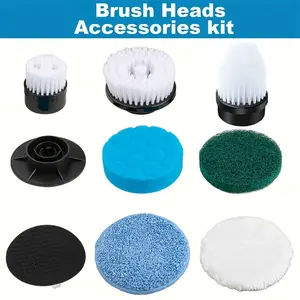 9pcs/18pcs Replacement Brush Head Kit for Electric Rotary Floor Washer, Cleaning Accessories, Essential Cleaning Supplies