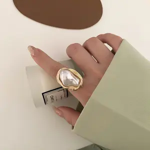 FASHION - KOTiK New Design Starfish Pearl Ring Shape Gold Color Adjustable Rings For Women Korean Fashion Jewelry Party Luxury Accessory