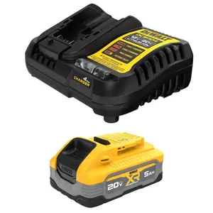 DEWALT 20V MAX XR POWERSTACK Lithium-Ion Battery Starter Kit with 5.0Ah Battery and Charger for Efficient Power