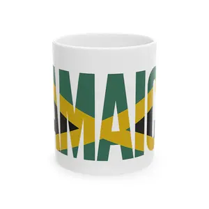 Jamaican Pride Ceramic Mug, Coffee Cup, Caffeine Lover Gift, Unique Jamaica Souvenir, Tropical Vibes Drinkware