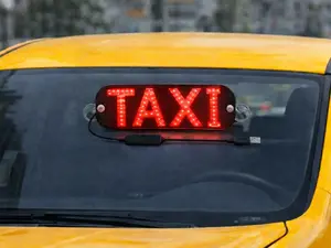 LED Taxi Light Sign with Suction Cups – White & Blue Lights, USB Powered, On/Off Switch for Car Windshield