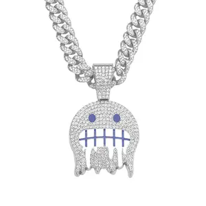 Emoji Pendant Cuban Chain Full Diamond Hip Hop Accessories Trendy Men's Pendant Jewelry woman