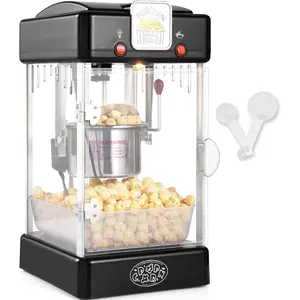 VEVOR Popcorn Maker, 480W Popcorn Popper Machine, 4 Oz Kettle Makes 1.5 Gallon per Batch, Tabletop Popcorn Maker, Includes 3 Scoops, Movie Theater Style, BlackVEVOR Super Brand Day