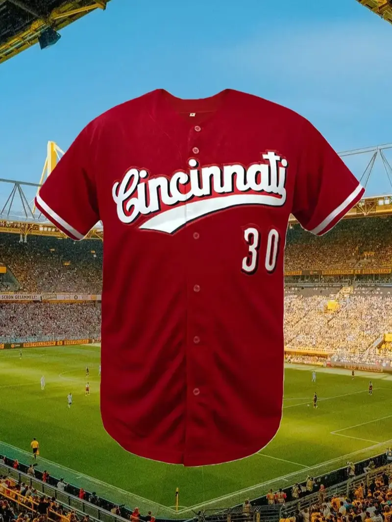 Men's Baseball Jersey #30 Red Button Embroidered Sports T-Shirt Jersey Shirts Sports Top Sports Style Jersey
