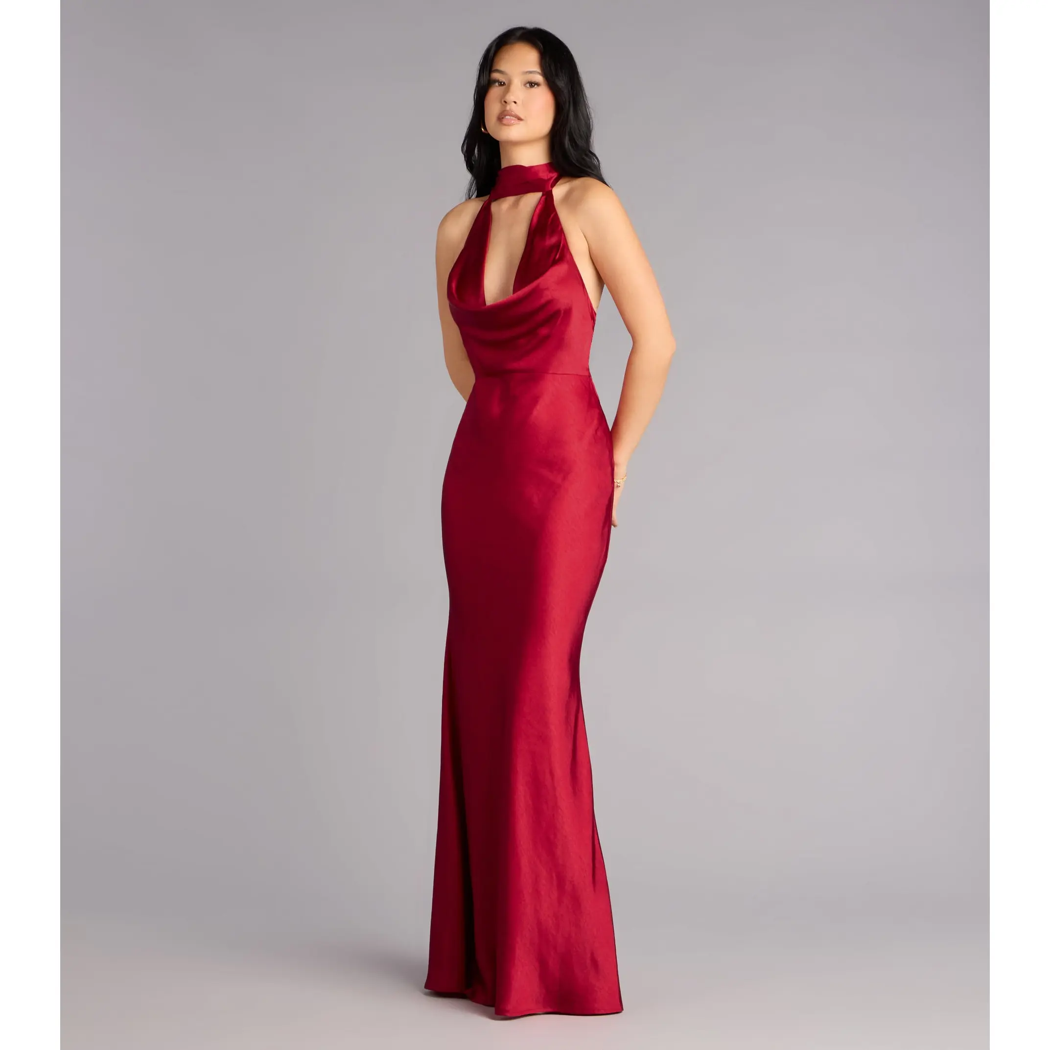 fitted lace wedding dress Melinda V-Neck Slit Mermaid Glitter Formal Dress main image 1