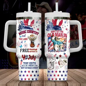 Toby Ke1th Music Custom Tumbler 40oz, Red White and Blue 250th Tumbler, 4th of July Tumbler