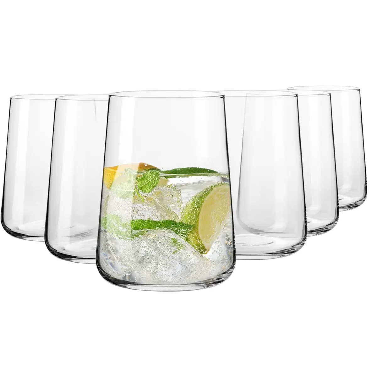 Krosno Water Glasses Set of 6, 16.6 oz, Infinity Collection | Glass Tumblers, Lead-Free Crystal Glassware, Juice Glasses, Water Glass Set, Dishwasher Safe
