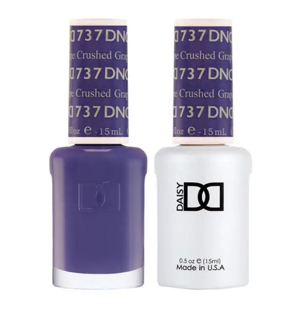 DAISY DND UV Gel Nail Polish & Regular Lacquer Duo Set, #737 Crushed Grape, Professional Long-Lasting Manicure Polish, Nail Art, Bottle, Uv Cure, Two Bottles