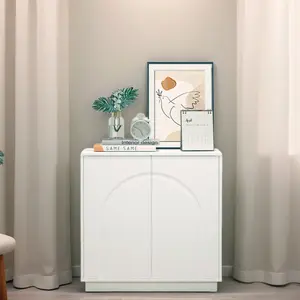 Cat Litter Box Enclosure Hidden Furniture with Removable Divider Curved Design for Living Room or Bedroom Multi Functional Pet House Coffee Table