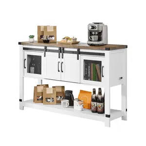 VEVOR Coffee Bar Cabinet 4-Tier Coffee Bar Table with Barn Doors for Living Room