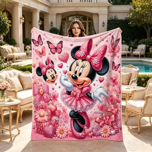 Minnie Butterfly Heart Print Blanket, Modern Flannel Sofa Throw, Holiday Gift, Wall Hanging, Bedspread, Outdoor Travel Multifunctional Rug