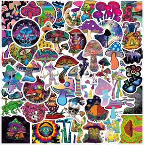 50 Psychedelic Mushroom Stickers Trip High Colorful Toadstool Edible Vinyl Waterproof Gift Decoration Colorful