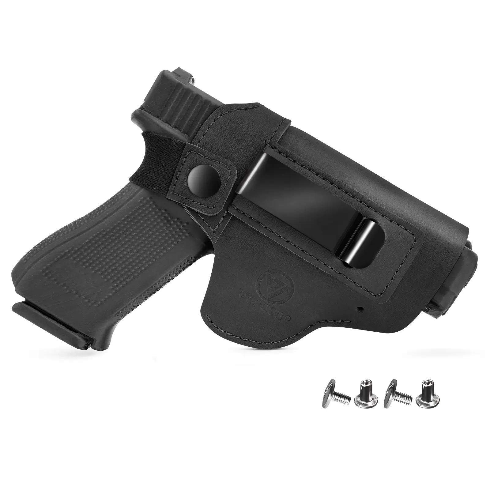 EIGIIS Universal IWB Leather EDC Belt Holster for Men Women, Adjustable Right Handed Concealed Waist Band Carrying Case, Genuine Leather Outdoor Everyday Carry Holder for Compact & Mid-Size Standard Models