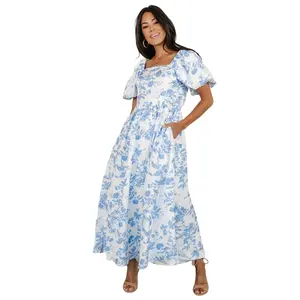 Graceland Maxi Dress | White + Blue Floral
