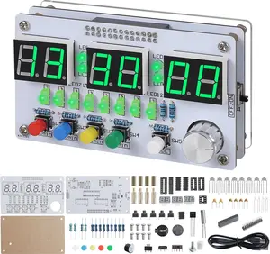 DIY Clock Soldering Kit, 6-Bits Digital Clock Solder Practice Kit DIY Countdow/up 24-Hour Alarm Clock Soldering Projects with Colorful Lights for Student School Education and Adult Home Office Use
